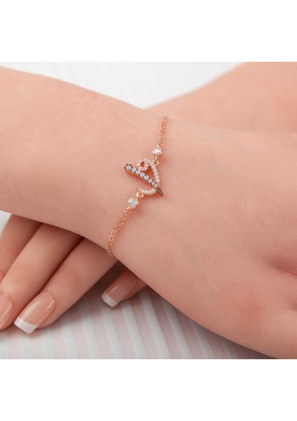 925 Ayar Gümüş Rose Elif Vav Kadın Bileklik T7379 (599599)