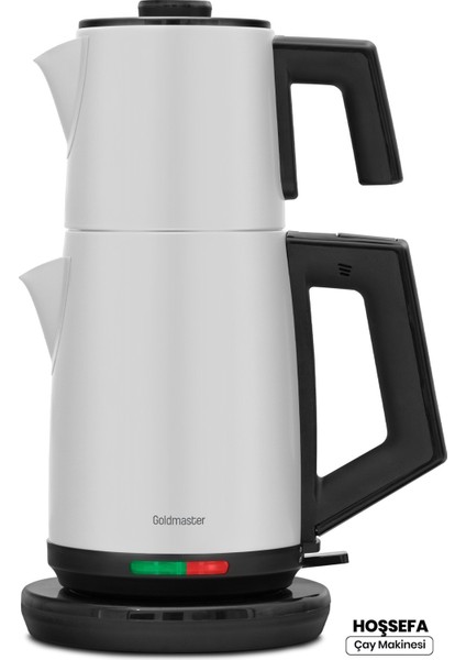 Beyaz 2200W Paslanmaz Çelik Çay ve Su Isıtıcı, Damlatmaz, Şık Tasarım