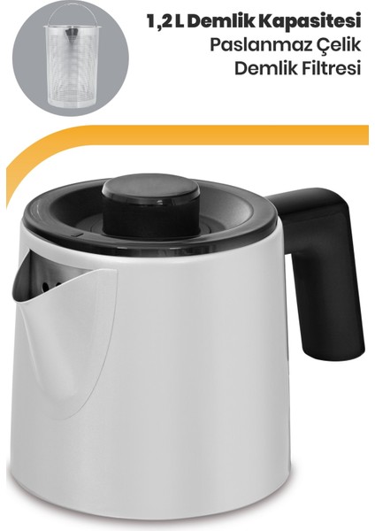 Beyaz 2200W Paslanmaz Çelik Çay ve Su Isıtıcı, Damlatmaz, Şık Tasarım fiyatları