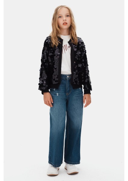 Pullu Kız Ceket - Siyah fırsatları