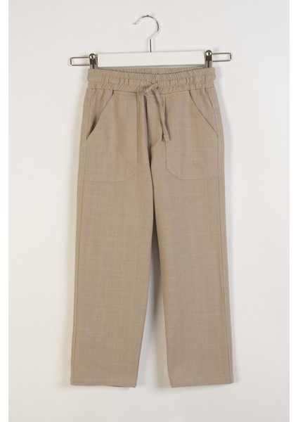 Keten Geniş Paça Erkek Pantolon - Bej