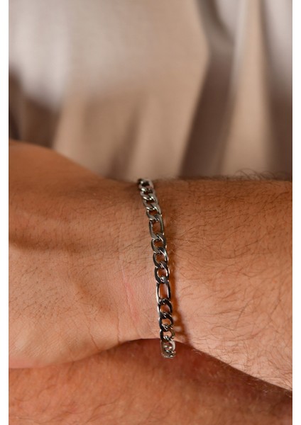 3'e 1 Halka Model Erkek Çelik Zincir Bileklik 6mm