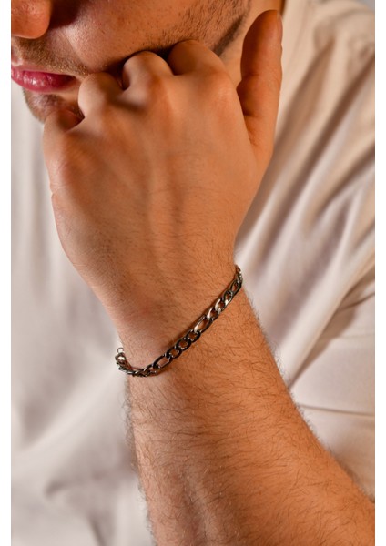 3'e 1 Halka Model Erkek Çelik Zincir Bileklik 6mm fiyatları