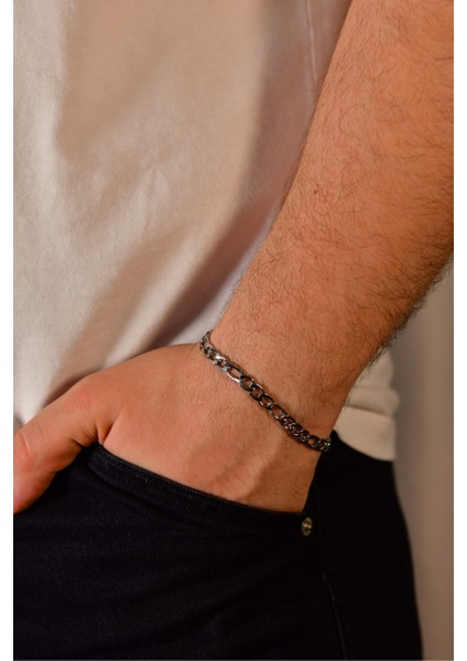 3'e 1 Halka Model Erkek Çelik Zincir Bileklik 6mm modelleri