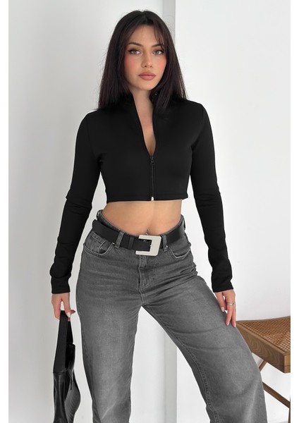 Kadın Fermuarlı Crop Ceket – Dinamik & Modern Stil modelleri