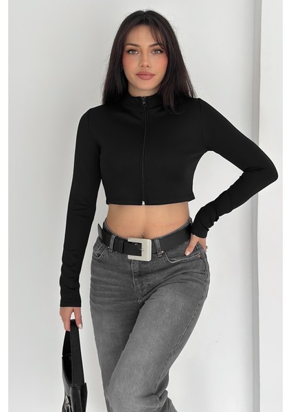 Kadın Fermuarlı Crop Ceket – Dinamik & Modern Stil fırsatları