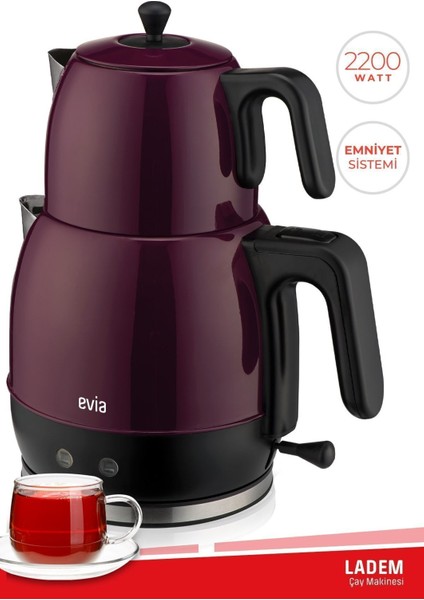 Mor Geniş Kapasiteli 2200W Paslanmaz Çay ve Su Isıtıcısı