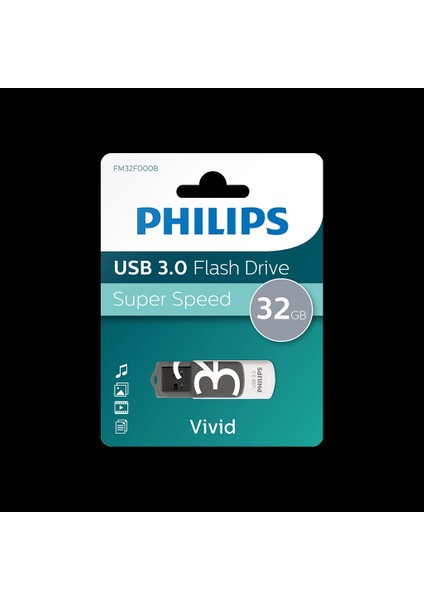 Phılıps FM32FD00B, 32GB, USB 3.0, Vivid, Gölge Grisi, Flash Disk