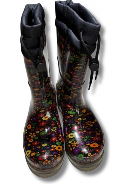 Konçlu Peluşlu Kadın Yağmur Çizmesi 36-40 Sarı Çiçekli fiyatları