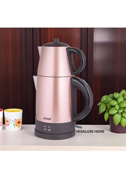 Pembe 2'li Elektrikli Çay ve Su Isıtıcı Seti, Pratik ve Şık Tasarım