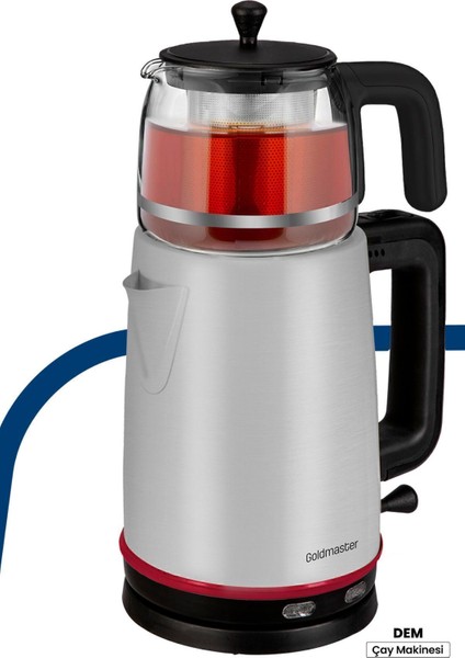 2200W Xl Paslanmaz Çay ve Su Isıtıcı, Cam ve Çelik Tasarım