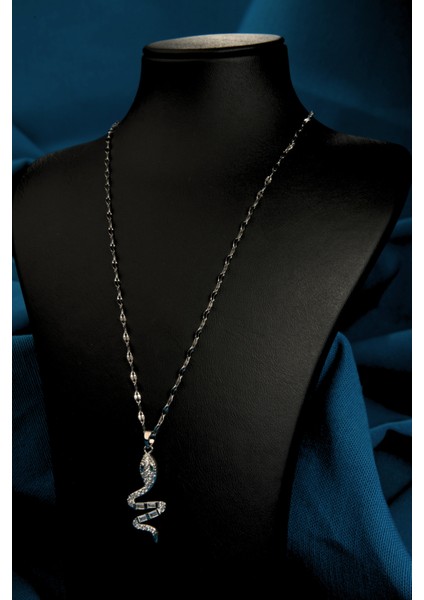 Zirkon ve Baget Taşlı Yılan Figürlü Kadın Çelik Kolye fiyatları