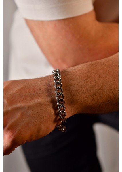 Kalın Iç Içe Geçen Halka Zincir Bileklik 22CM 10MM