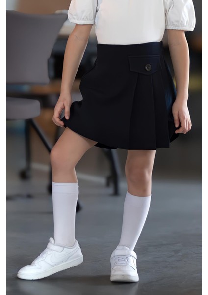 Pileli Şort Etek - Lacivert fiyatları