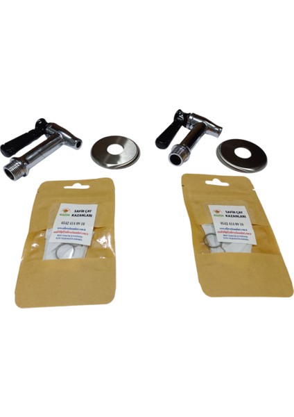 Beyaz Çay Kazanı ve Semaveri Muslukları, Bezi ile Temiz ve Kullanışlı Set modelleri