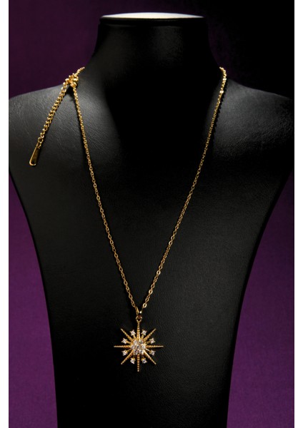 Güneş Figürlü Ortası Zirkon Taşlı Kadın Çelik Kolye fiyatları