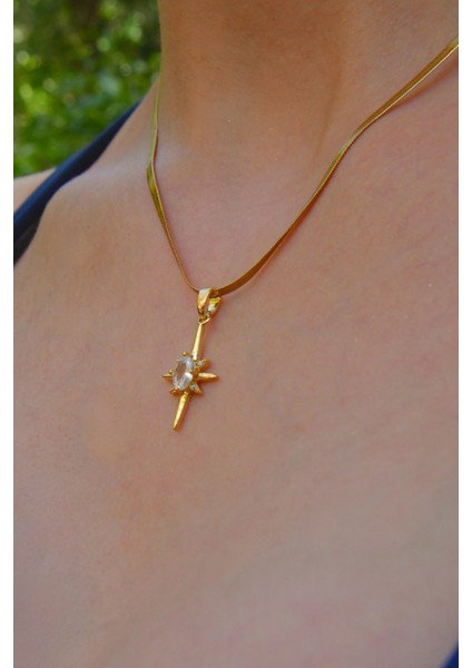 Güneş Figürlü Ortası Zirkon Taşlı Kadın Çelik Kolye fırsatları