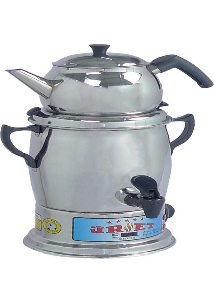 Şık 9l Çelik Semaver, Beyaz, Lüks ve Dayanıklı Tasarım