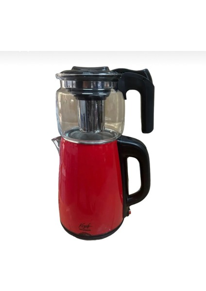Kırmızı Çelik Cam Demlikli Çay Makinesi, Şık ve Kullanışlı Ev Gereçleri fiyatları