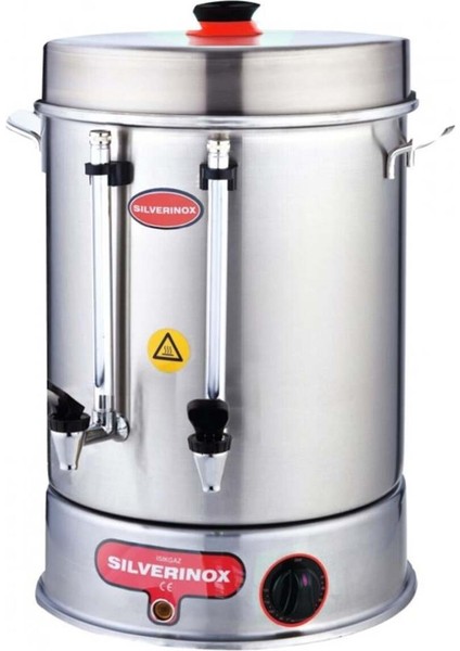 80 Bardak Kapasiteli Metal Çay Makinesi, Basmalı Musluk, Gri Renk