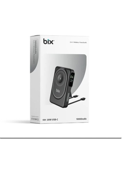 Bix 10000MAH TPB16-BK 6'sı 1 Arada OLED Ekranlı Siyah Kablosuz Powerbank
