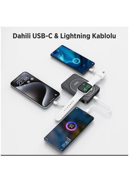 Bix 10000MAH TPB16-BK 6'sı 1 Arada OLED Ekranlı Siyah Kablosuz Powerbank fiyatları