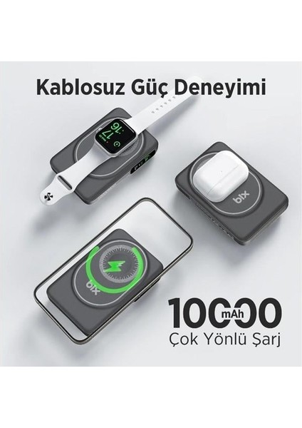 Bix 10000MAH TPB16-BK 6'sı 1 Arada OLED Ekranlı Siyah Kablosuz Powerbank indirimleri