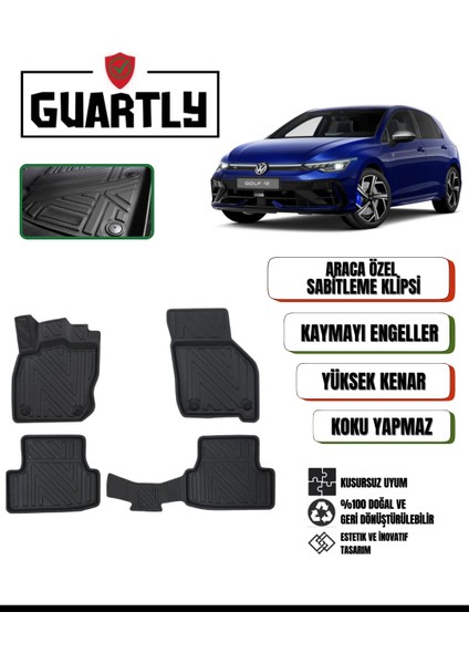 Volkswagen Golf 8 Otomatik 2019 ve Sonrası Için Araca Özel 4d Premium Havuzlu Paspas Takımı
