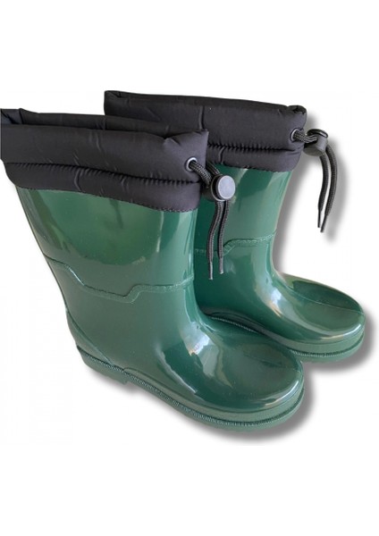 Konçlu Peluşlu Kadın Yağmur Çizmesi 36-40 Koyu Yeşil modelleri