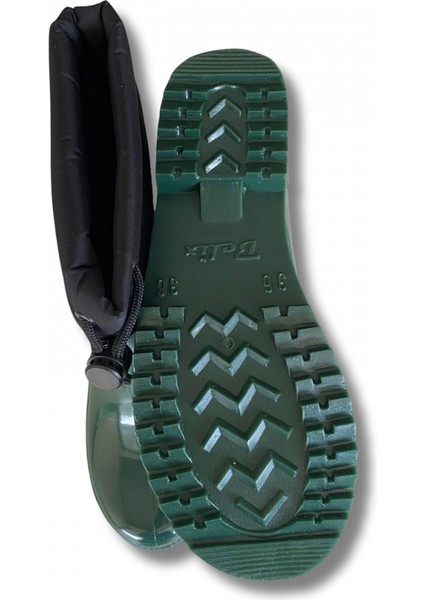 Konçlu Peluşlu Kadın Yağmur Çizmesi 36-40 Koyu Yeşil fırsatları