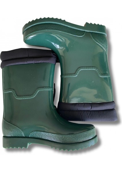 Konçlu Peluşlu Kadın Yağmur Çizmesi 36-40 Koyu Yeşil indirimleri