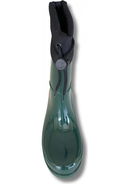 Konçlu Peluşlu Kadın Yağmur Çizmesi 36-40 Koyu Yeşil