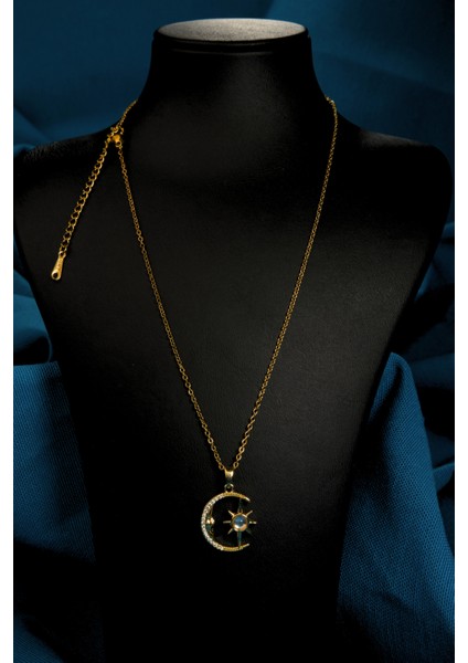 Ay Içinde Kutup Yıldızı Model Kadın Çelik Kolye fiyatları