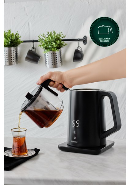 Paslanmaz Çelik Dokunmatik Çay Makinesi, El Yakmaz, Konuşan, Siyah modelleri