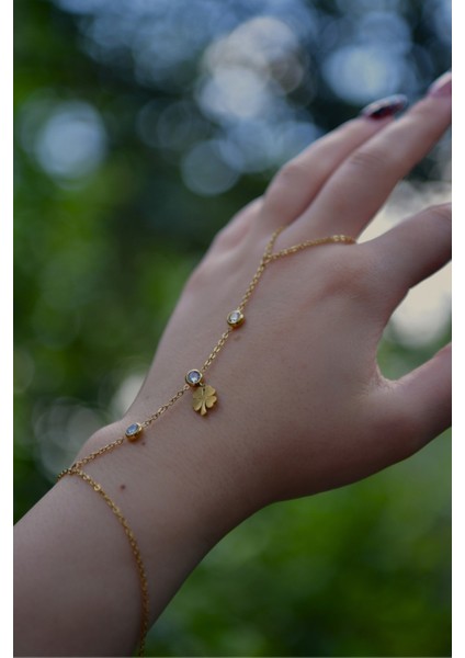 3 Zirkon Taşlı Yonca Model Sallantılı Kadın Çelik Şahmeran