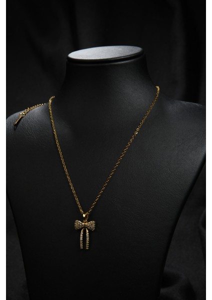 Sallantılı Zirkon Taşlı Kurdele Model Kadın Çelik Kolye fiyatları