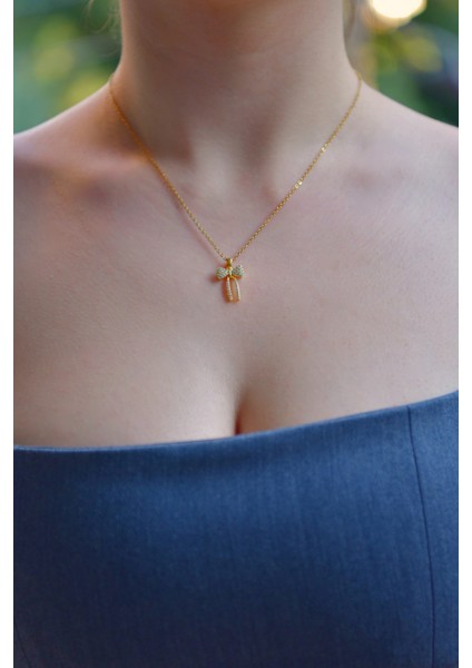 Sallantılı Zirkon Taşlı Kurdele Model Kadın Çelik Kolye modelleri