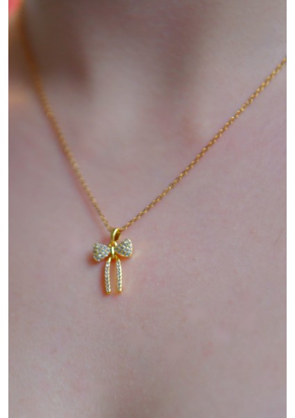 Sallantılı Zirkon Taşlı Kurdele Model Kadın Çelik Kolye fırsatları