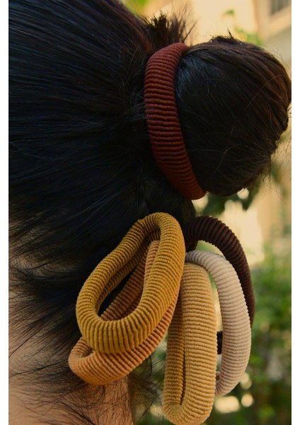 Kahve Tonlarda 6'lı Lastik Toka