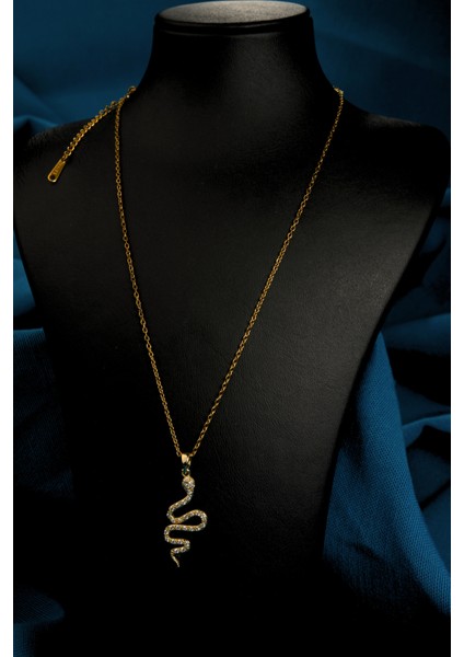 Zirkon Taşlı Yılan Figürlü Kadın Çelik Kolye fiyatları