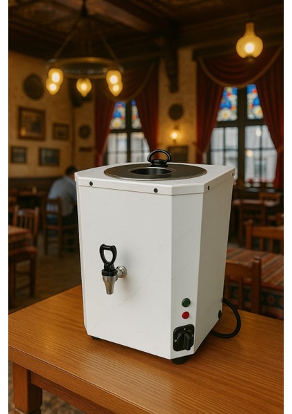 Paslanmaz Çay Kazanı, Demlikli, Tak Çalıştır, Beyaz Renkli, Pratik Kullanım