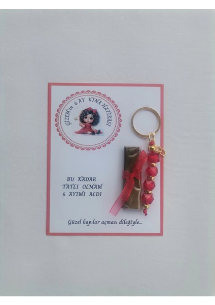 100 Adet Kişiye Özel 6 Ay Kına Hatırası Kırmızı Anahtarlık ve Paketlenmiş Kına Dağıtmalık Hediyelik fiyatları