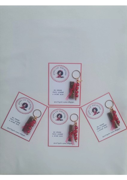 100 Adet Kişiye Özel 6 Ay Kına Hatırası Kırmızı Anahtarlık ve Paketlenmiş Kına Dağıtmalık Hediyelik indirimleri