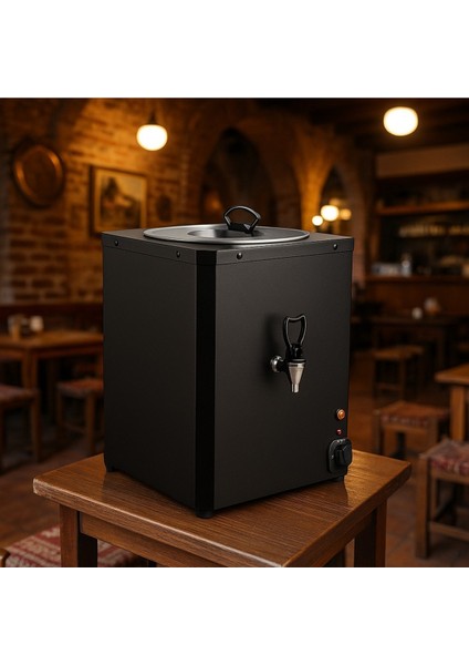 Paslanmaz Çay Kazanı Tak Çalıştır, 1 Demlikli, Siyah Renkli