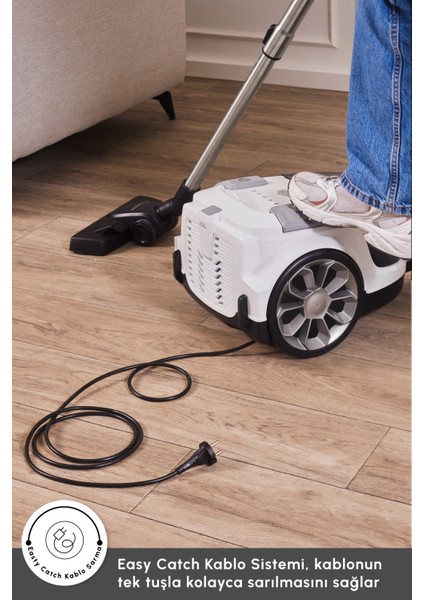 2 Lt Toz Torbasız Elektrikli Süpürge, Beyaz, Güçlü ve Kullanışlı, Hafif Tasarım indirimleri