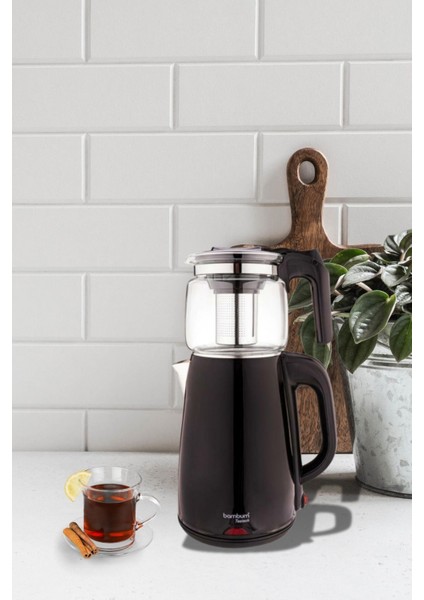 Cam Demlikli Çay Makinası ve Su Isıtıcı Kettle, Siyah, Şık ve Kullanışlı Tasarım modelleri