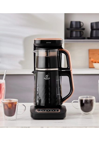 4'ü Birlikte Cam Demlikli Konuşan Çay Makinesi, Aile Boyu Hacim, Özel Tasarım