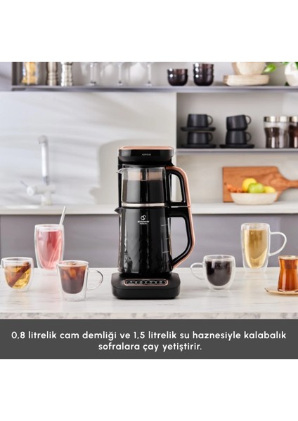 4'ü Birlikte Cam Demlikli Konuşan Çay Makinesi, Aile Boyu Hacim, Özel Tasarım modelleri