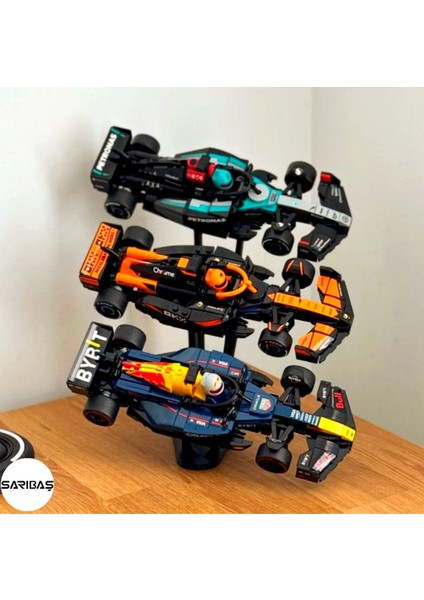 Speed Champions Formula 1 Yapım Oyuncakları - Model Araba Uyumlu 3'lü Açısal Sergi Stant