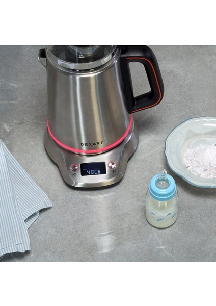 Gri Dijital Çay Makinesi, Şık ve Pratik Çelik Tasarım